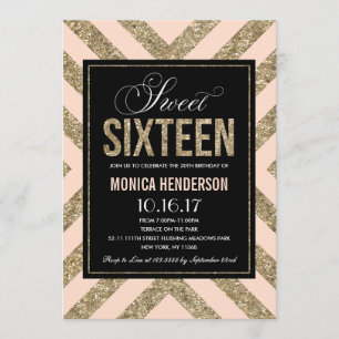 Glamouröser Schimmer   Sweet Sixteen Party Einladu Einladung