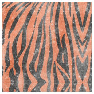Glamouröser Schwarzer Orange Glitzer Tiger Streife Stoff