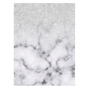 Glamouröser Silberweißer Glitzer Marmor Gradient Tischdecke