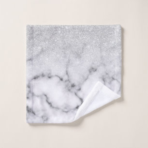Glamouröser Silberweißer Glitzer Marmor Gradient Waschlappen