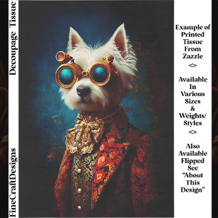 Glamouröser Steampunk Westie Hund EZ6L Decoupage Seidenpapier