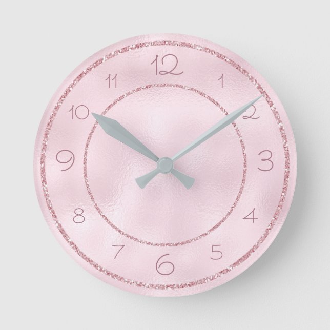 Glamouröser und Girl-Pink-Glitzer auf dem Weg Runde Wanduhr (Vorderseite)