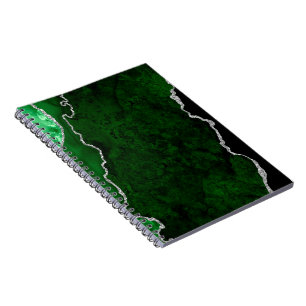 Glamouröser Waldgrün-Marmor-Chic Silber-Glitter Notizblock