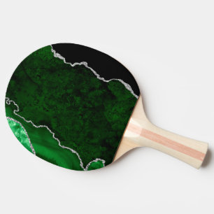 Glamouröser Waldgrün-Marmor Chic Silber-Glitter Tischtennis Schläger