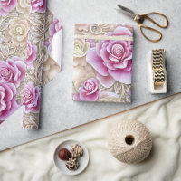Glamouröses 3-D-rosa-weißes Rosenmuster