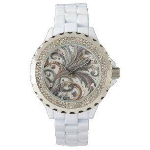 Glamouröses Barock-Design mit Glitter & Edelsteine Armbanduhr