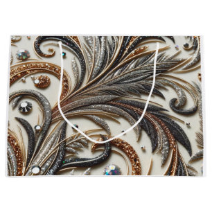 Glamouröses Barockdesign mit Glitzer und Edelstein Große Geschenktüte