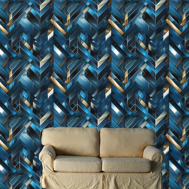 Glamouröses Blau- und Goldenes geometrisches Muste Tapete (Von Creator hochgeladen)