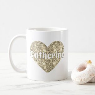 Glamouröses, girly Gold Glitter Herz Name  Kaffeetasse