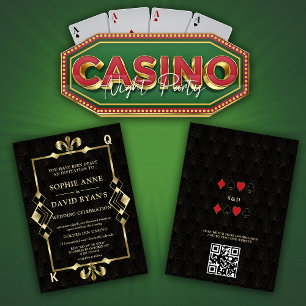 Glamouröses Gold Casino Las Vegas Poker Hochzeit Einladung