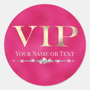 Glamouröses Gold VIP auf Hot Pink Runder Aufkleber