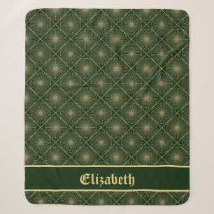 Glamouröses Goldenes Personalisiertes Art Deco Grü Sherpadecke