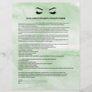Glamouröses Grün EYELASH-EXTENSION-EINVERSTÄNDNISF Flyer