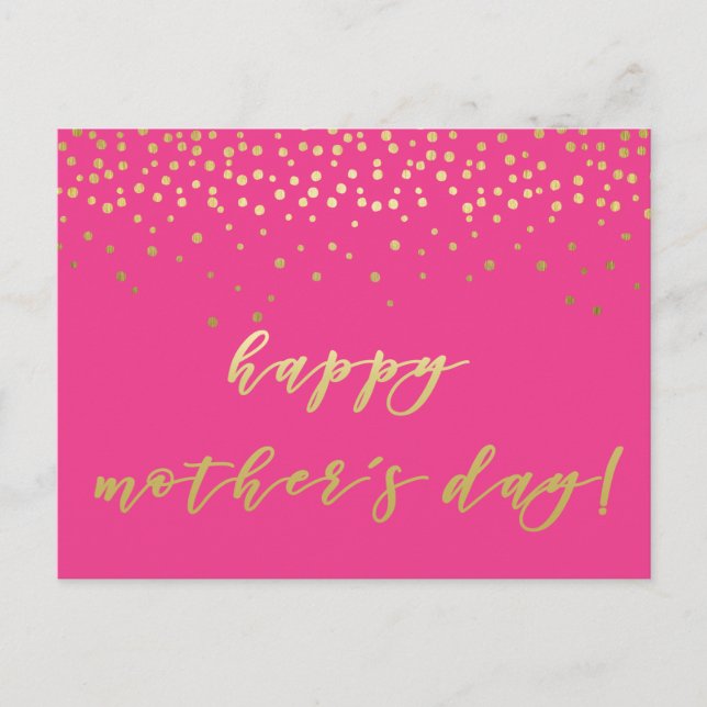 Glamouröses Hot Pink & Gold - Glücklicher Mutterta Postkarte (Vorderseite)