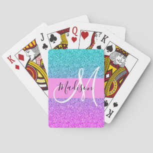 Glamouröses lila-aquafarbenes Glitter-Funkel-Verla Spielkarten