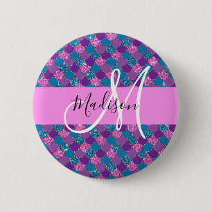 Glamouröses lila Meerjungfrau Glitter Funkeln Mono Button