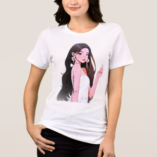 Glamouröses Mädchen-Portrait Grafik-T-Shirt Tri-Blend Shirt