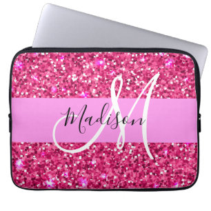 Glamouröses, Mädchenhaftes, Heißrosa, Glitzer, Fun Laptopschutzhülle