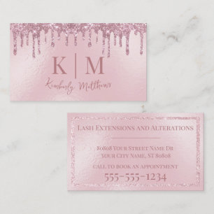 Glamouröses Rosa Glitter Monogramm Anfangsbuchstab Visitenkarte
