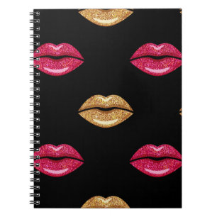 Glamouröses rosa Gold: Glanz-Lipstick-Muster Notizblock