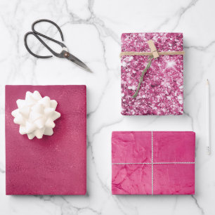 Glamouröses rosa Mädchen-Brautabschiedsparty Geschenkpapier Set