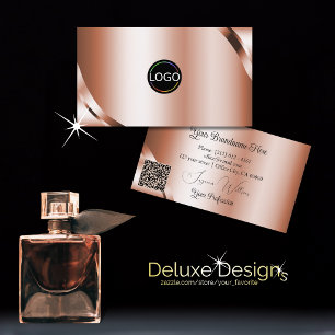 Glamouröses schimmerndes Roségold mit Logo und QR- Visitenkarte