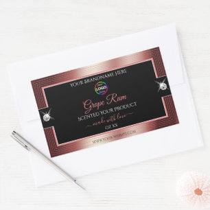 Glamouröses schwarzes glänzendes weinrotes Logo-Pr Rechteckiger Aufkleber