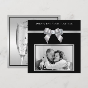 Glamouröses Silver 25. Wedding Anniversary Foto Einladung
