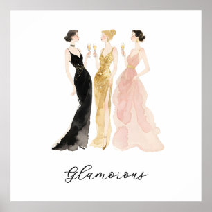 Glamouröses stilvolles Abendkleid für Damen Toast Poster
