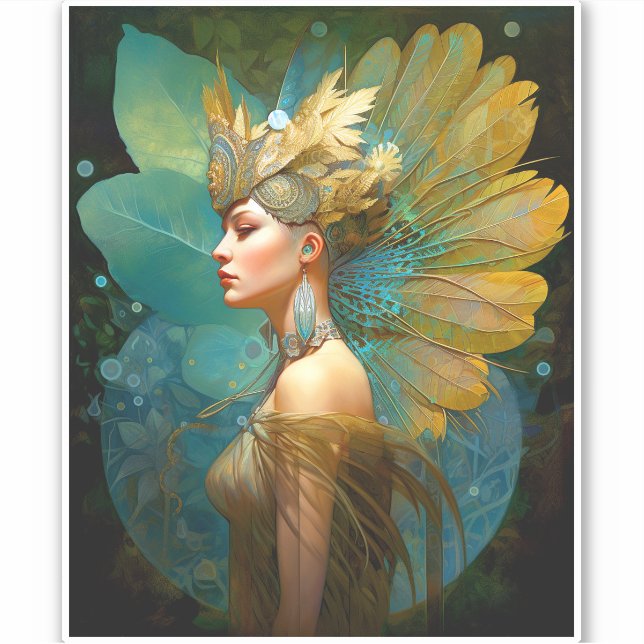 Glamourous Fairy Woman Fantasy Art Aufkleber (Vorderseite)