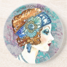 Glamourous Flapper Girl Custom Sandstone Untersetz Getränkeuntersetzer