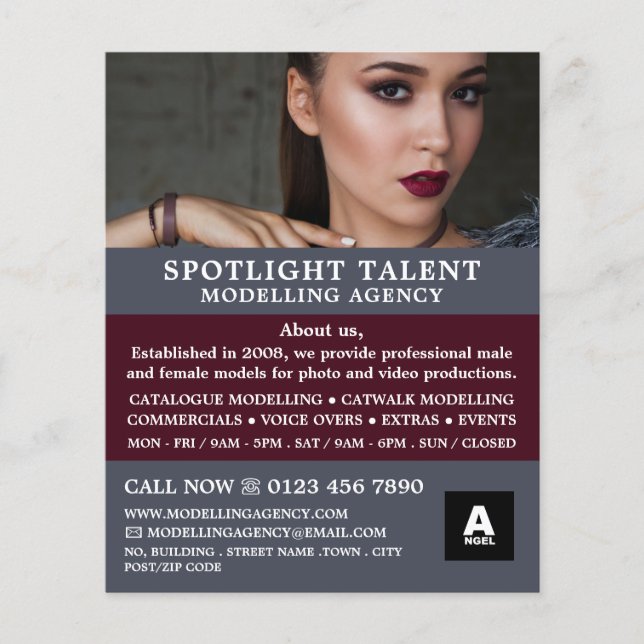 Glamourous model, Modellierungsagentur, Model Agen Flyer (Vorne)