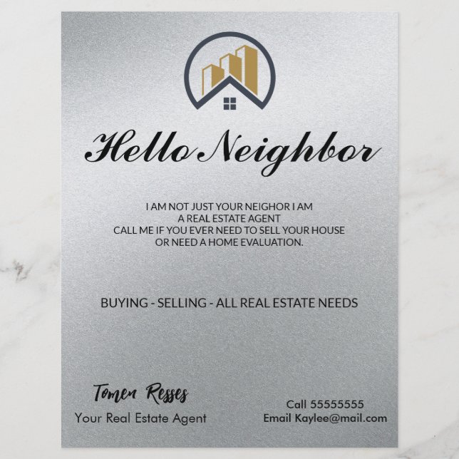 Glamours Silber | Schwarzweiß-Real-Anwesen Flyer (Vorne)