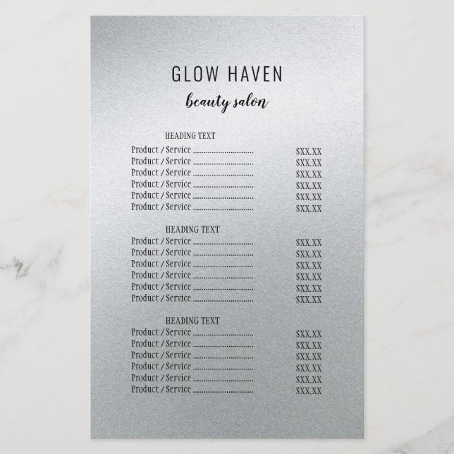 Glamours Silberner Schönheitssalon Flyer (Vorne)