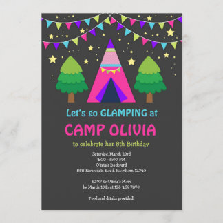Glamping Birthday Einladung / Glamping Einladung