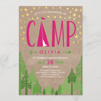 Glamping Birthday Party Einladung