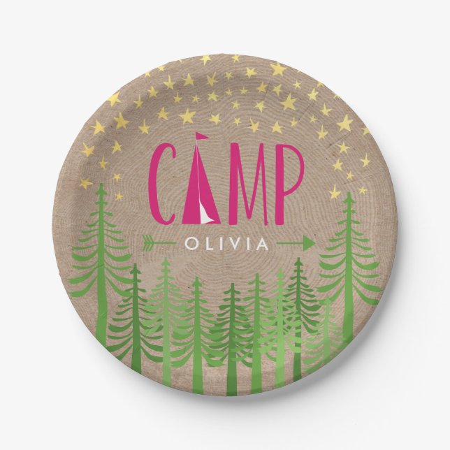 Glamping Birthday Party Paper Plate Pappteller (Vorderseite)
