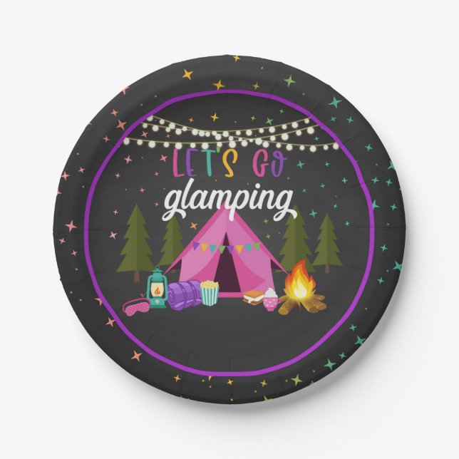 Glamping Birthday Party Plate Pappteller (Vorderseite)