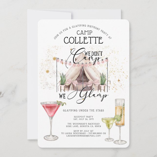 Glamping Birthday Party unter den Sternen Einladung (Vorderseite)