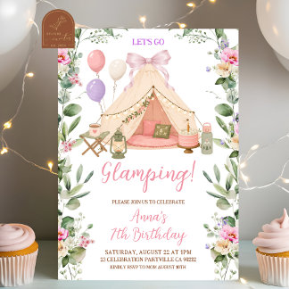 Glamping-Bogen-Coquette-Mädchen-Geburtstag Einladung