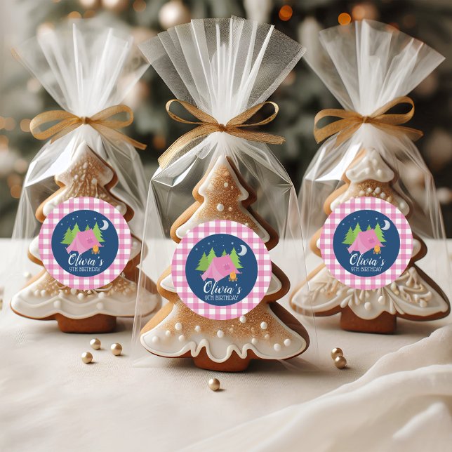 Glamping Geburtstag einladen Umschlag Aufkleber ro (Von Creator hochgeladen)