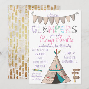 Glamping-Geburtstags-Einladung Einladung