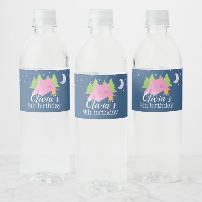 Glamping Girls Camping Anniversaire Fête Étiquette (Bouteilles)