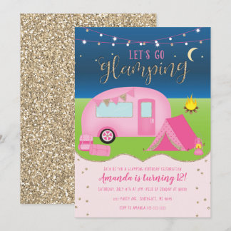 Glamping Girls Camping Geburtstagseinladung Einladung