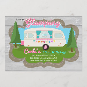Glamping Girls Camping Geburtstagsparty Einladung