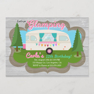 Glamping Girls Camping Geburtstagsparty Einladung