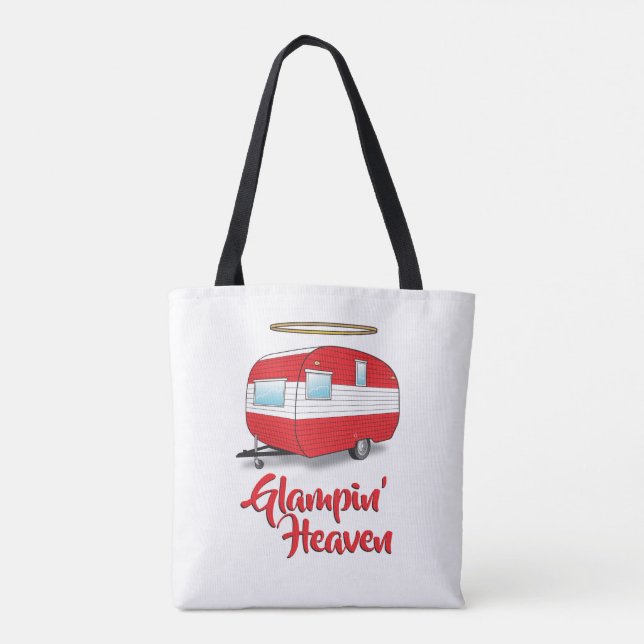 Glamping Heaven Retro Campingplatz Tote Tasche (Rückseite)