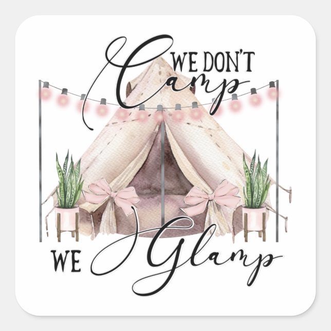 Glamping Party Quadratischer Aufkleber (Vorderseite)