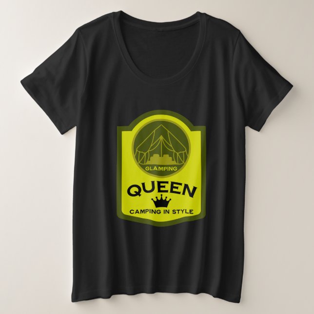 Glamping Queen Camping Große Größe T-Shirt (Design vorne)