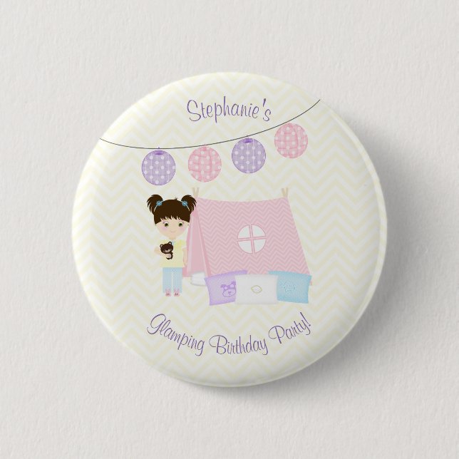 Glamping Sleepover Party Button (Vorderseite)